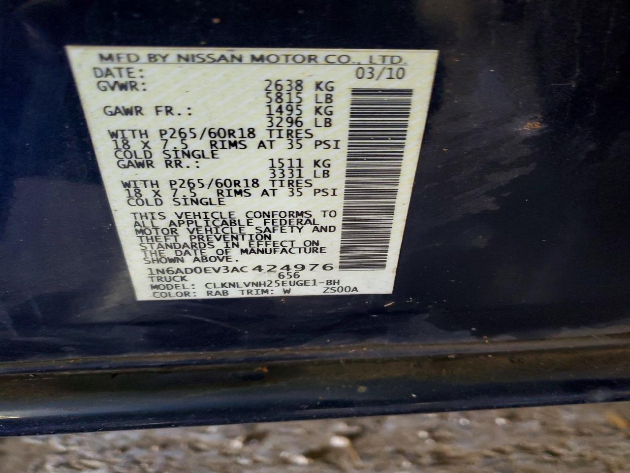 2010 Nissan Frontier SE V6