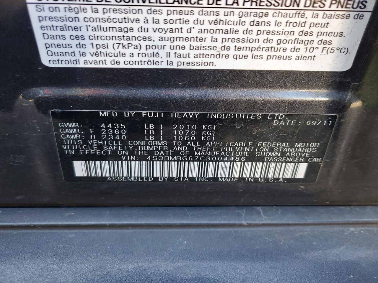 2012 Subaru Legacy 2.5i Premium