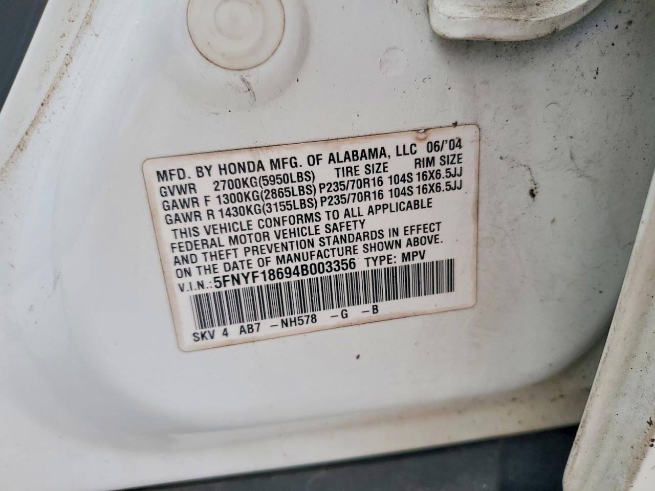 2004 Honda Pilot exl