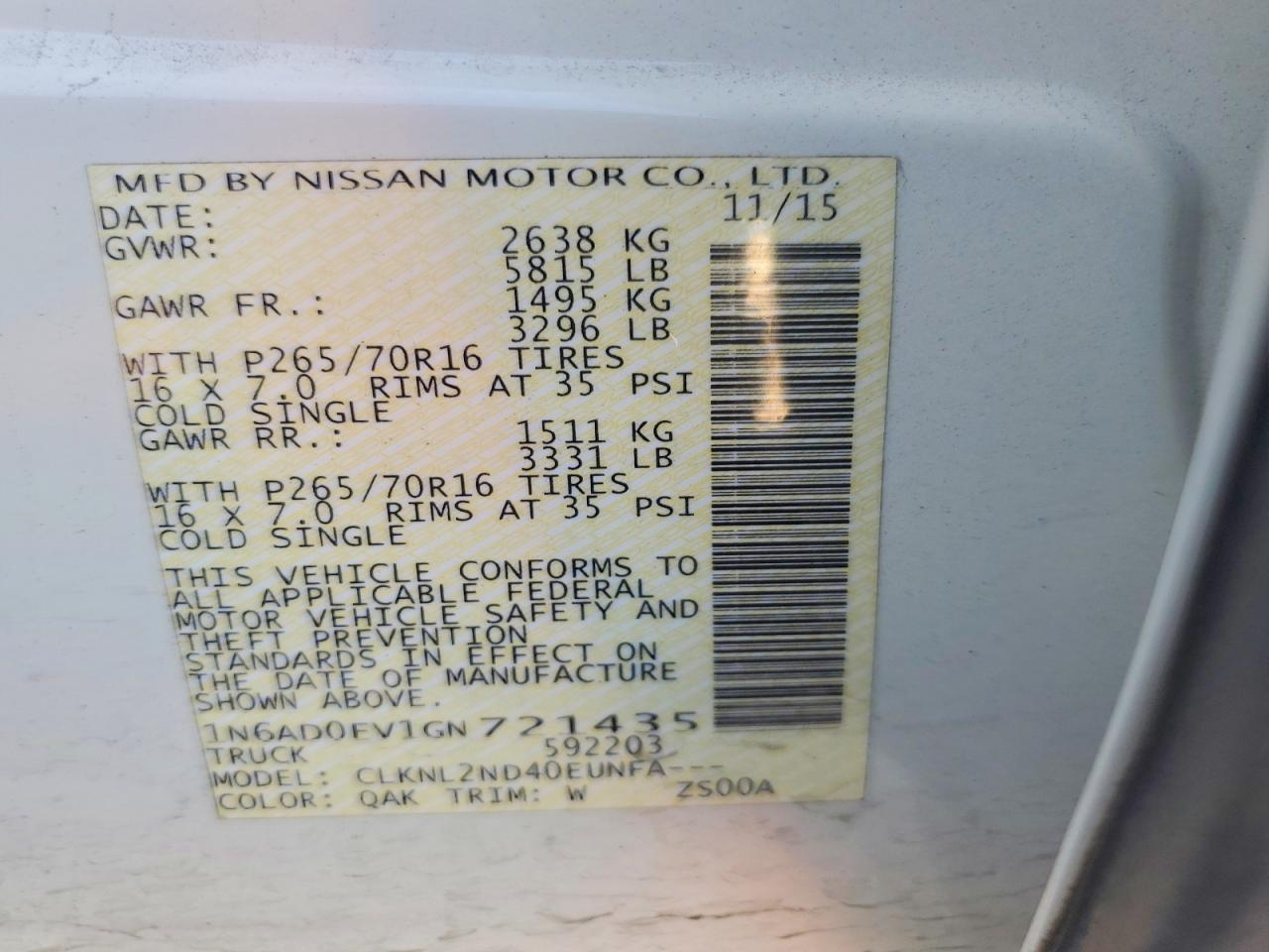 2016 Nissan Frontier SV