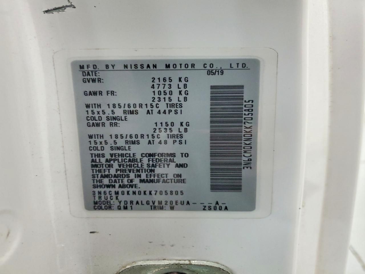 2019 Nissan NV200 2.5S