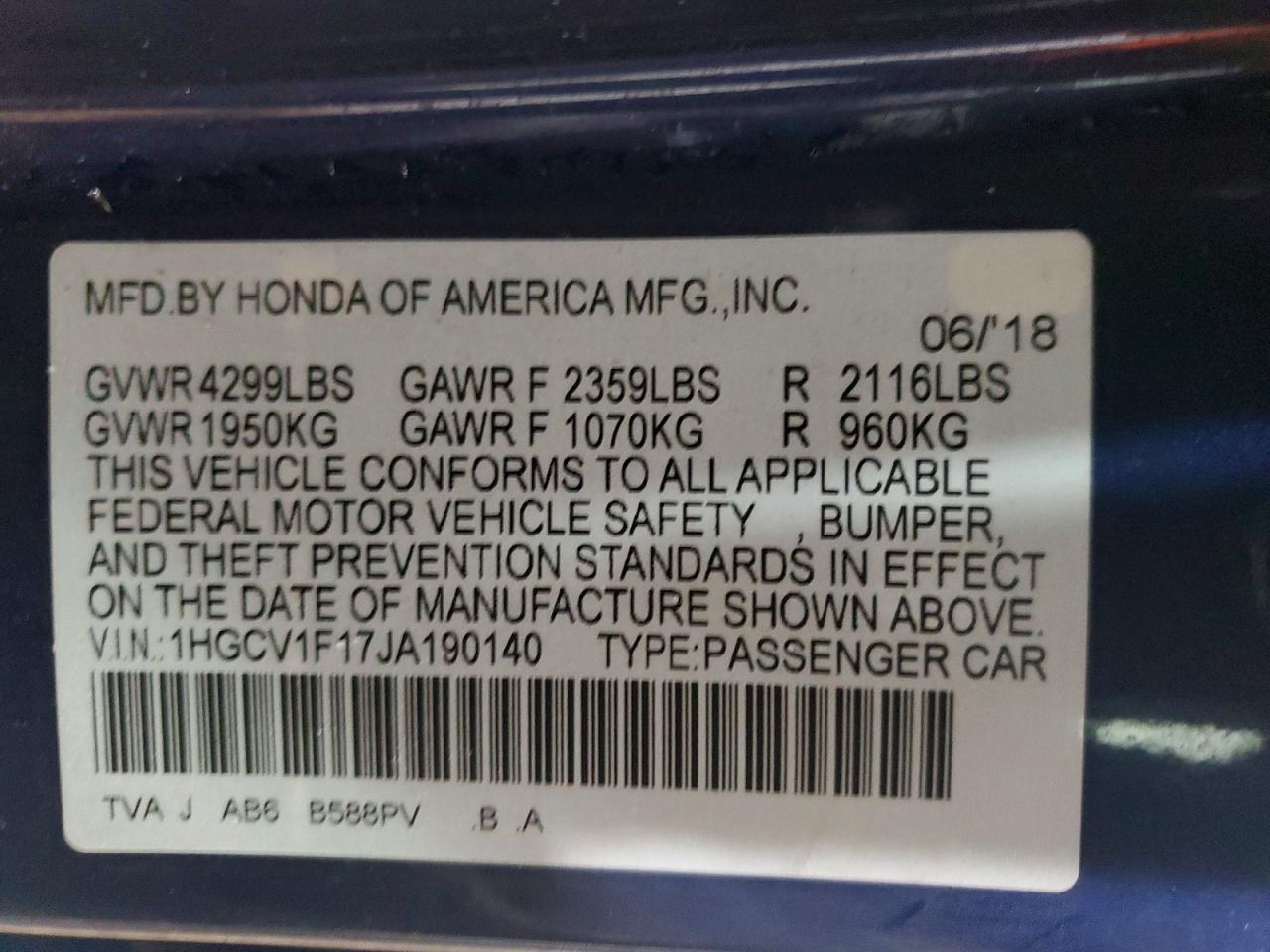 2018 Honda Accord lx
