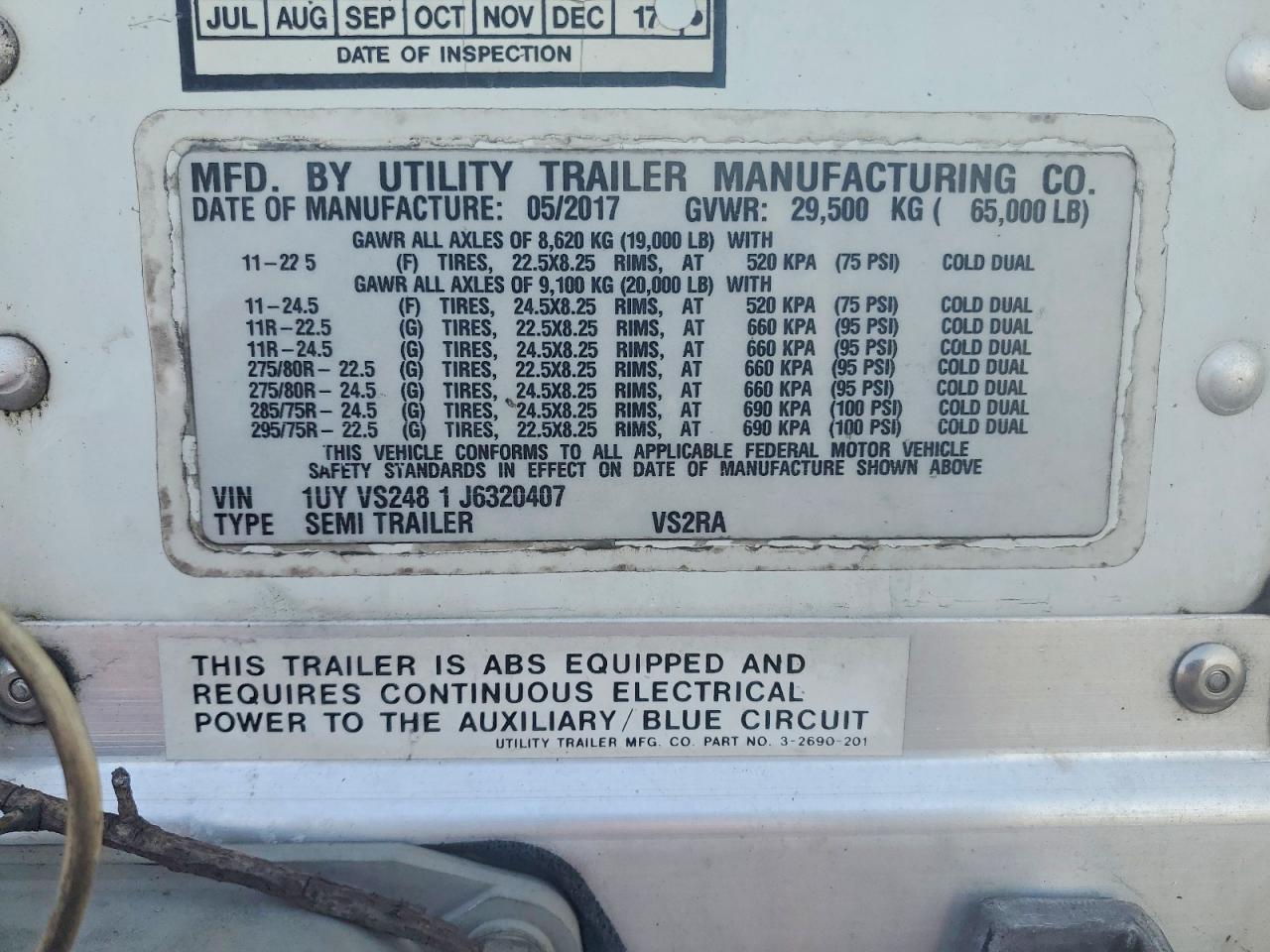 2018 Utility VS2RA Refrigerated Van Trailer