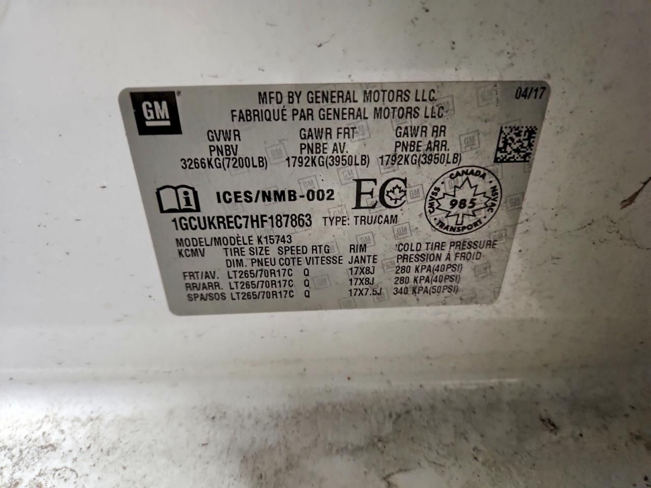 2017 Chevrolet Silverado K1500 lt