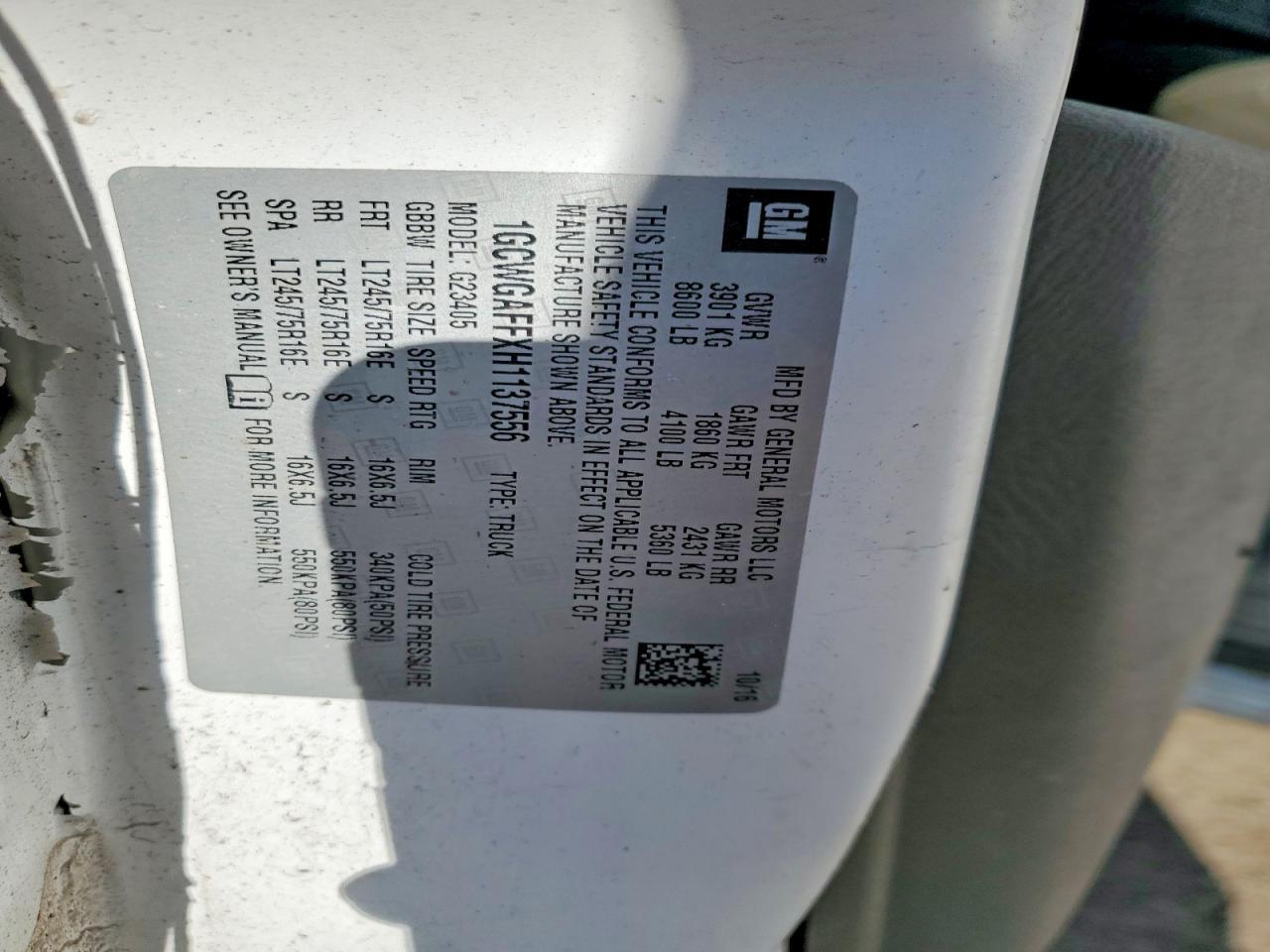 2017 Chevrolet Express 2500 Cargo Utility / Service Van