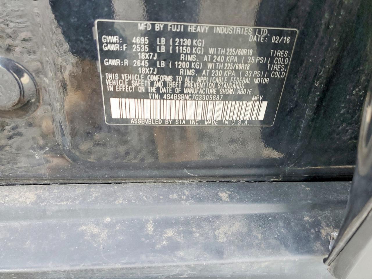 2016 Subaru Outback 2.5i Limited