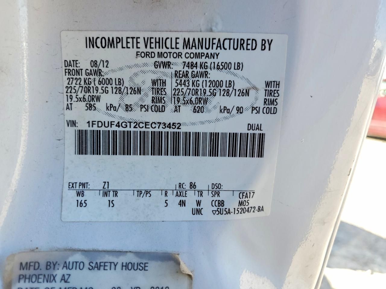 2012 Ford F450 Super Duty Truck Cab AND Chassis