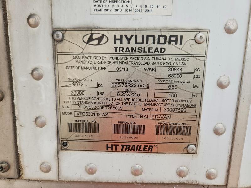 2014 Hyundai Translead VR2530142-AS Refrigerated Van Trailer