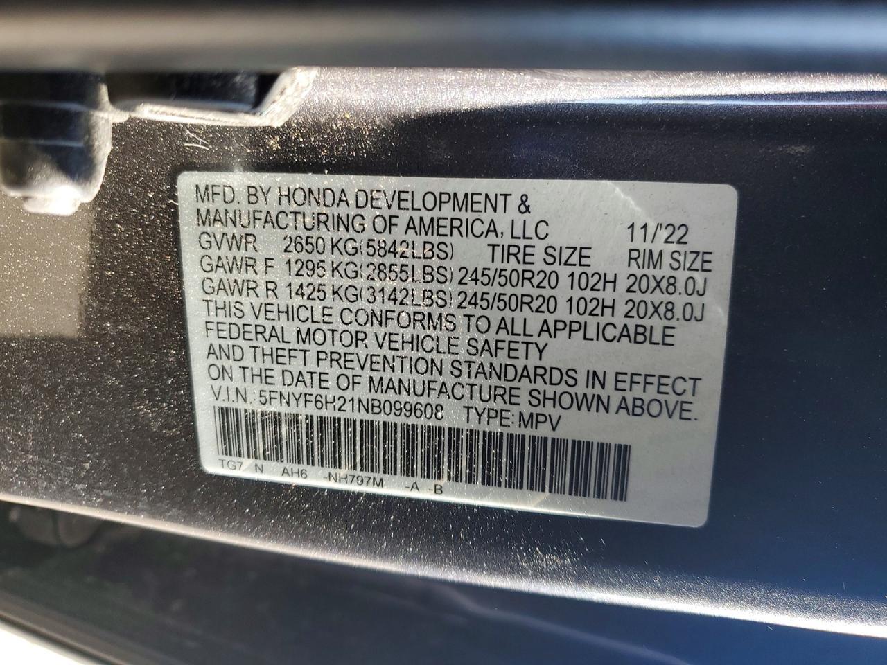 2022 Honda Pilot se