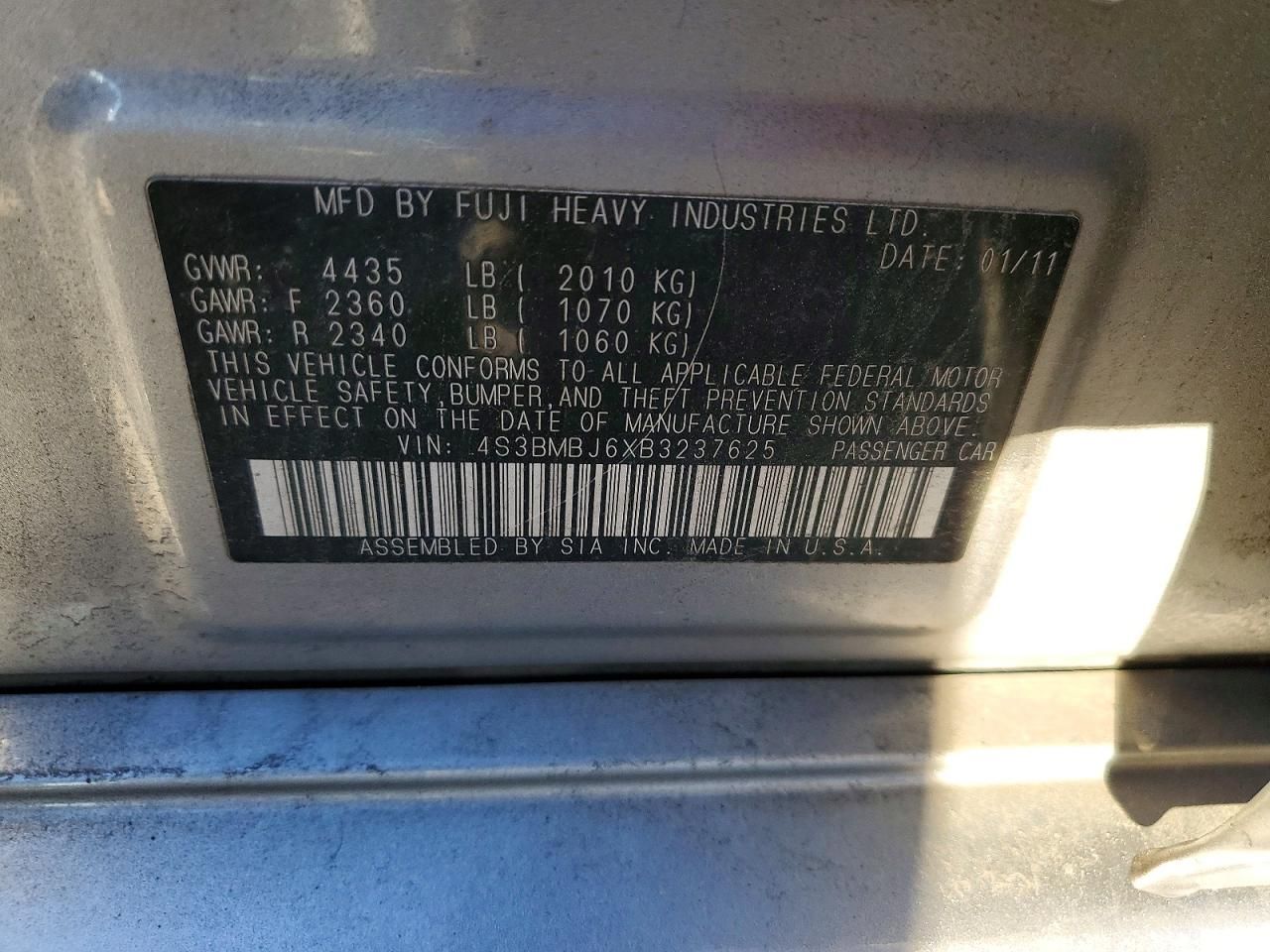 2011 Subaru Legacy 2.5i Limited