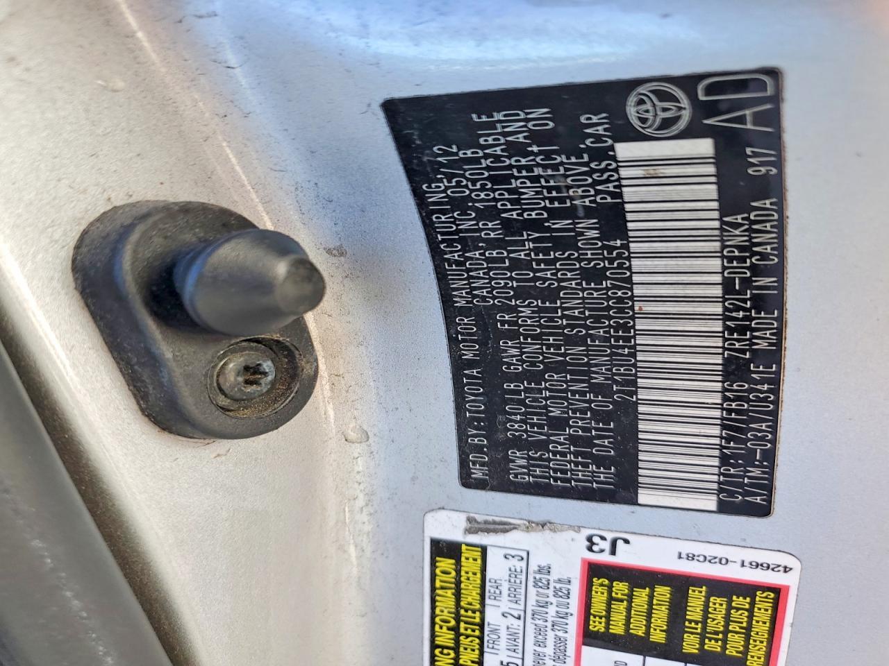 2012 Toyota Corolla Base