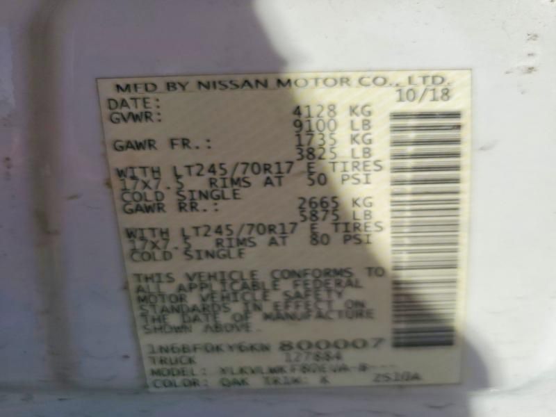 2019 Nissan NV 2500 S