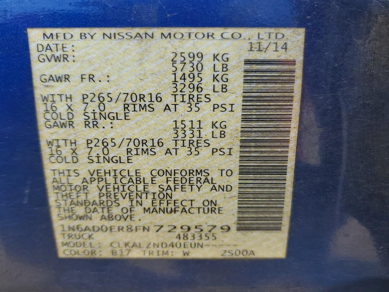 2015 Nissan Frontier s