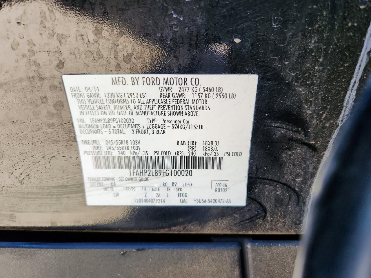 2015 Ford Taurus Police Interceptor