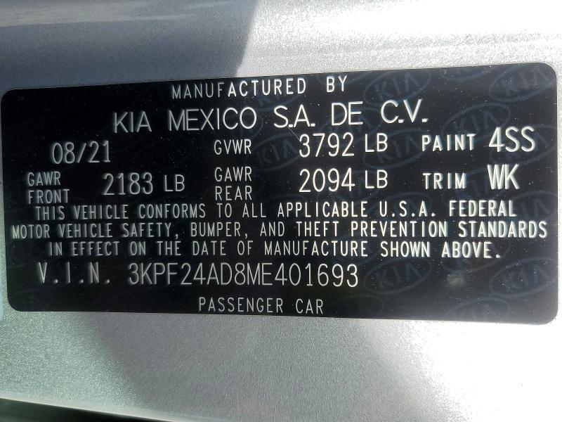 2021 KIA Forte lxs
