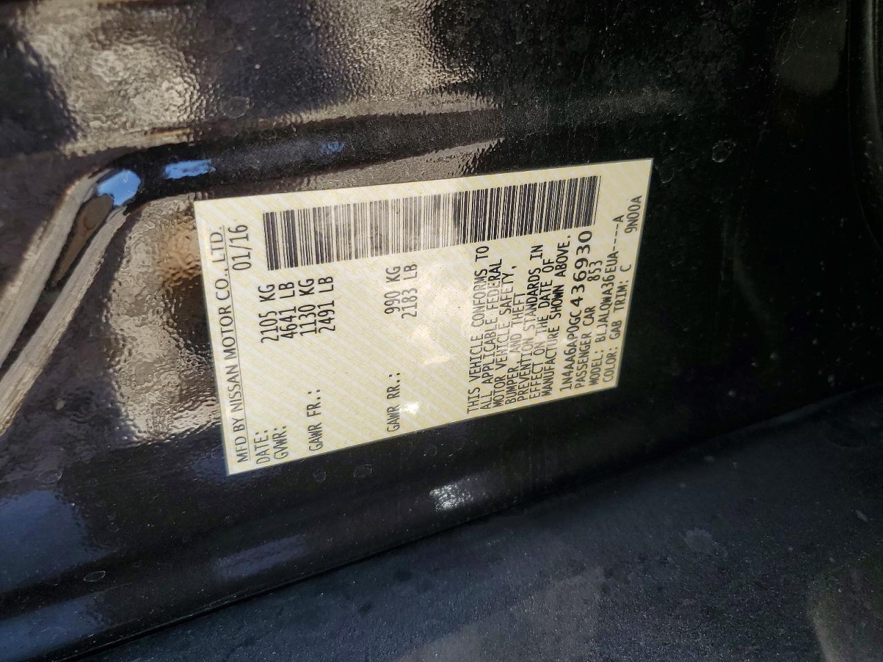 2016 Niss Maxima 3.5s