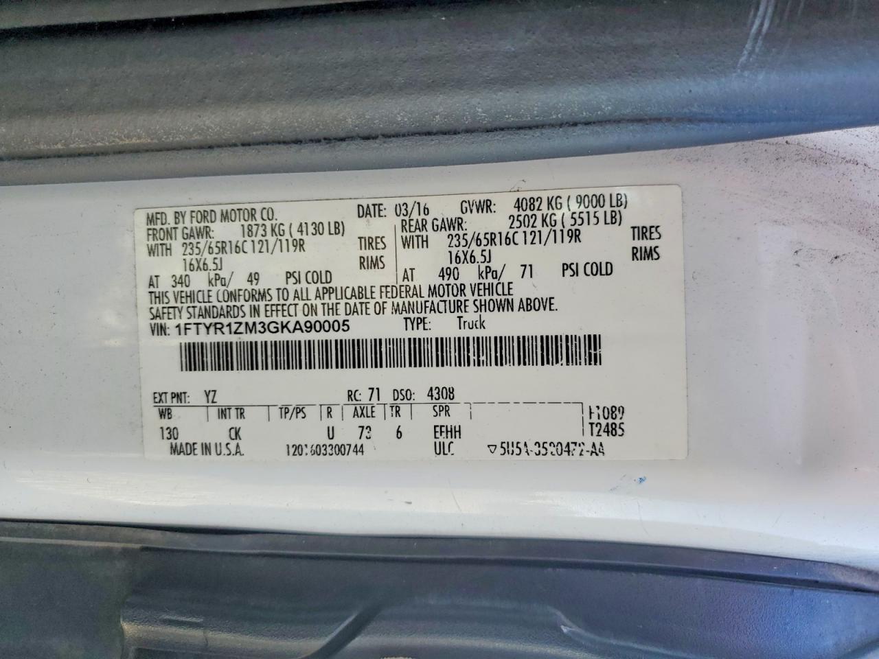 2016 Ford Transit 250 Utility / Service Van