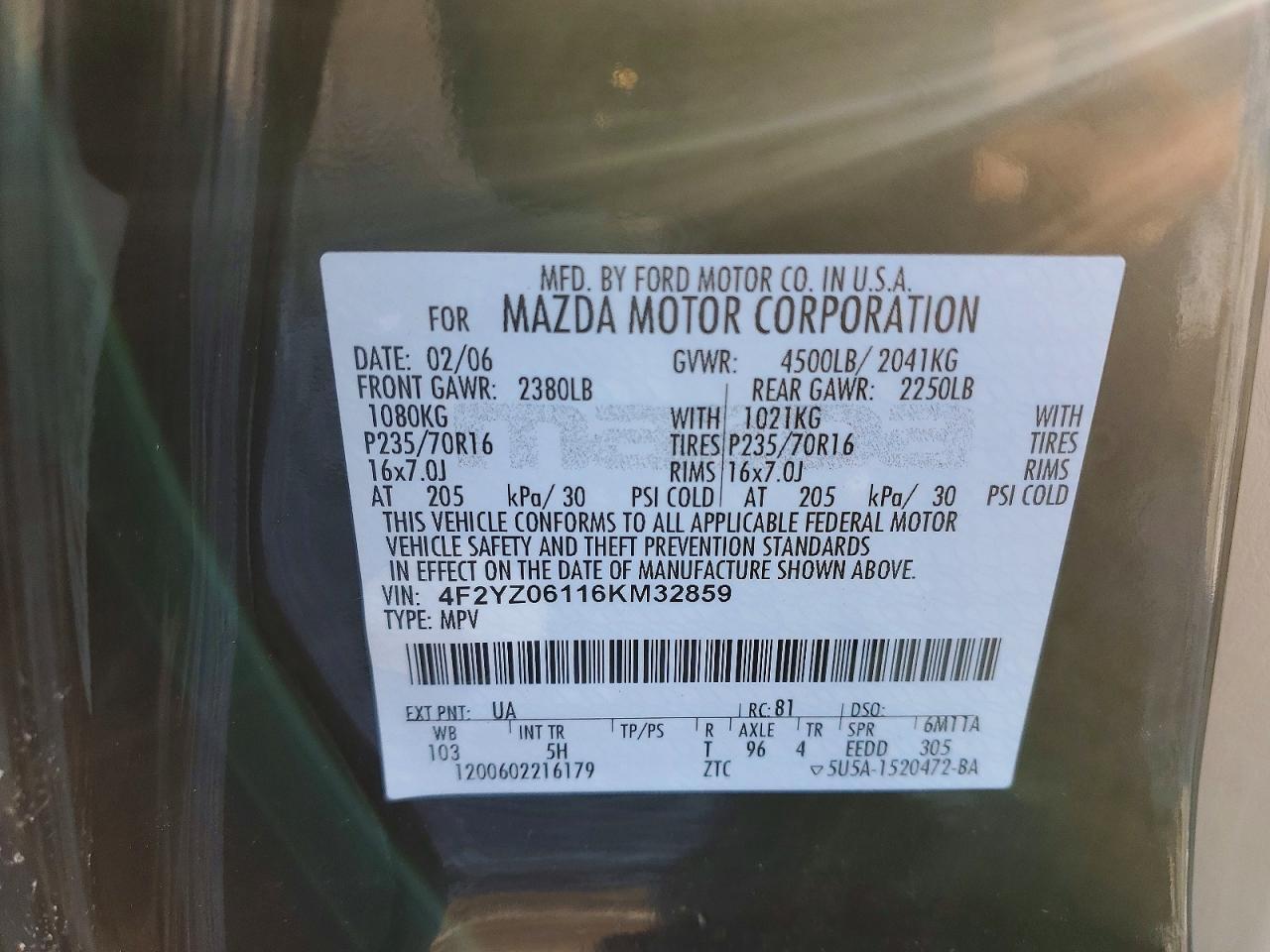 2006 Mazda Tribute s