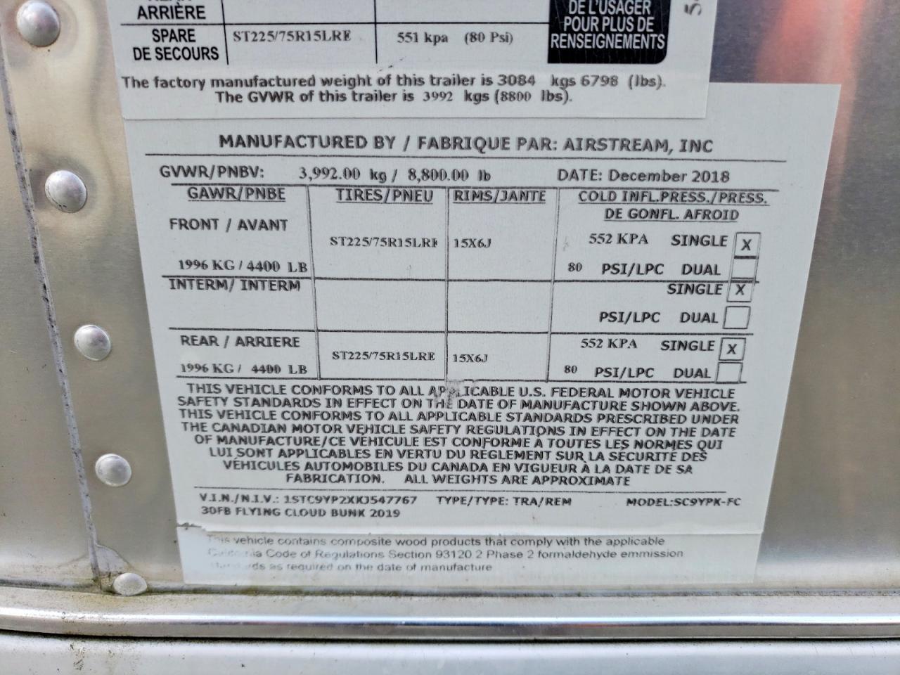 2019 Airstream Flyincloud Camper