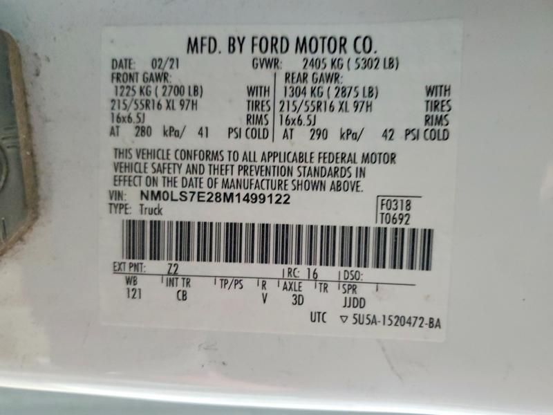 2021 Ford Transit Connect Utility / Service van