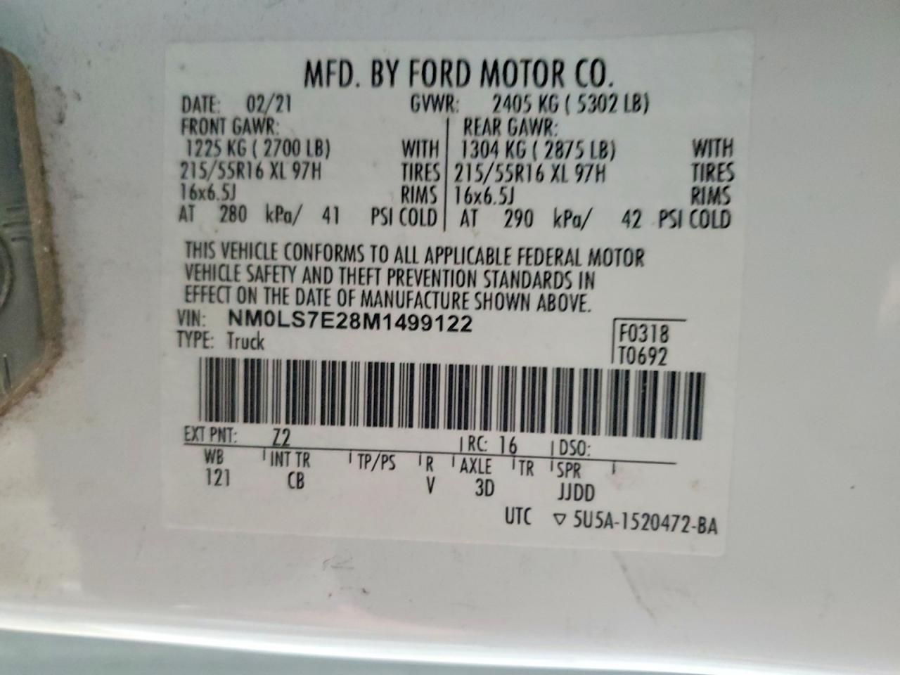 2021 Ford Transit Connect Utility / Service Van