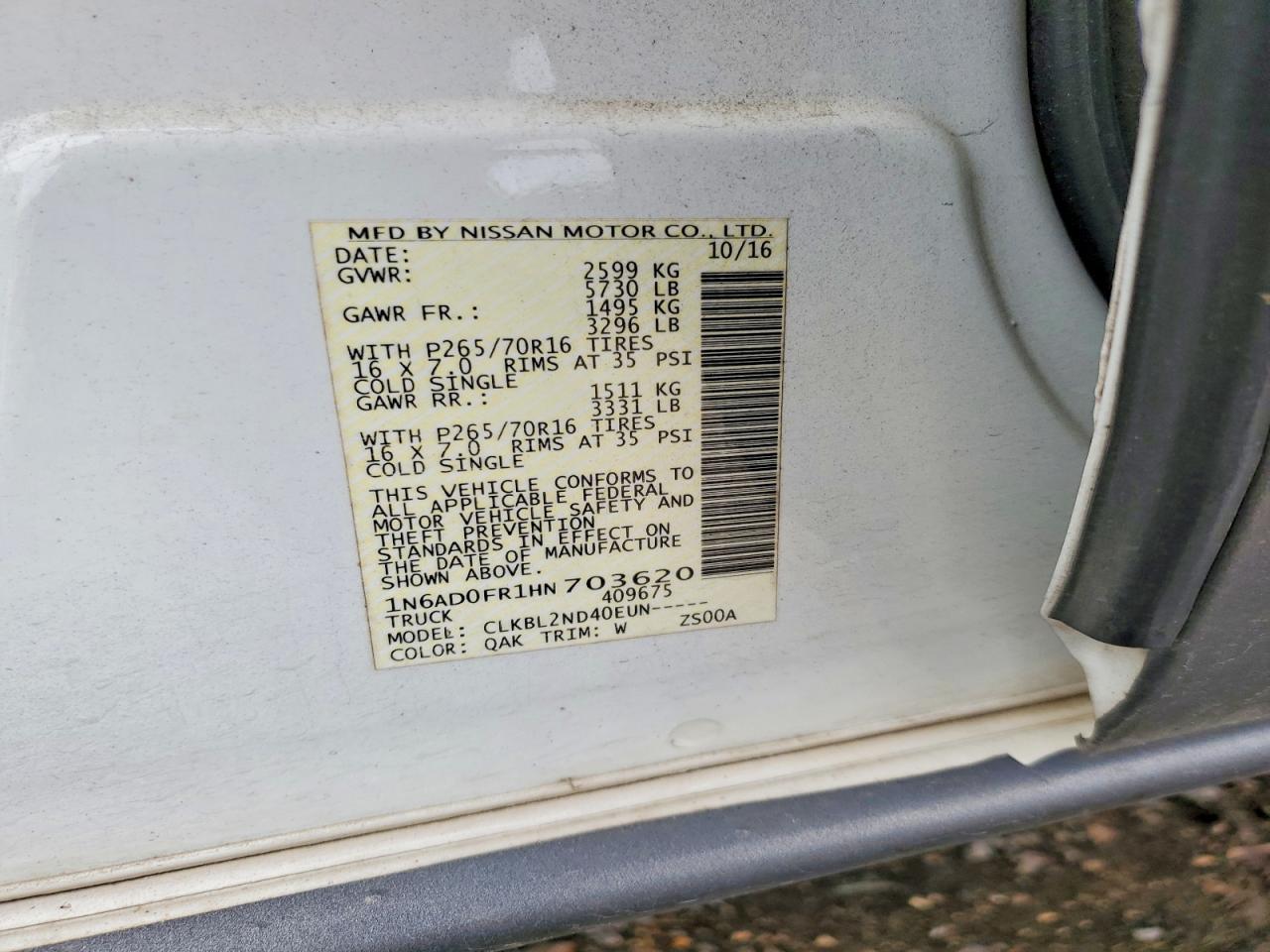 2017 Nissan Frontier sv