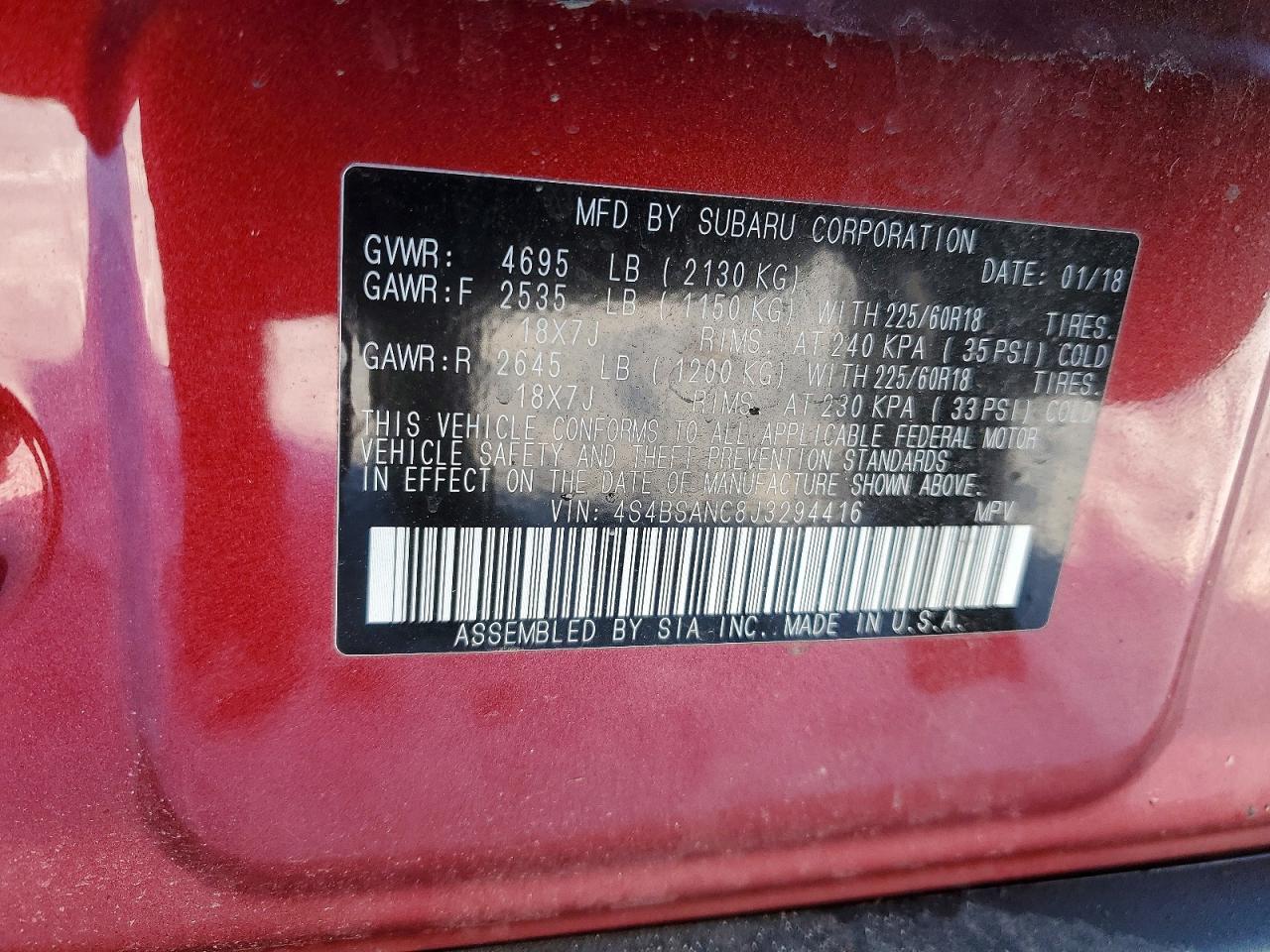 2018 Subaru Outback 2.5i Limited