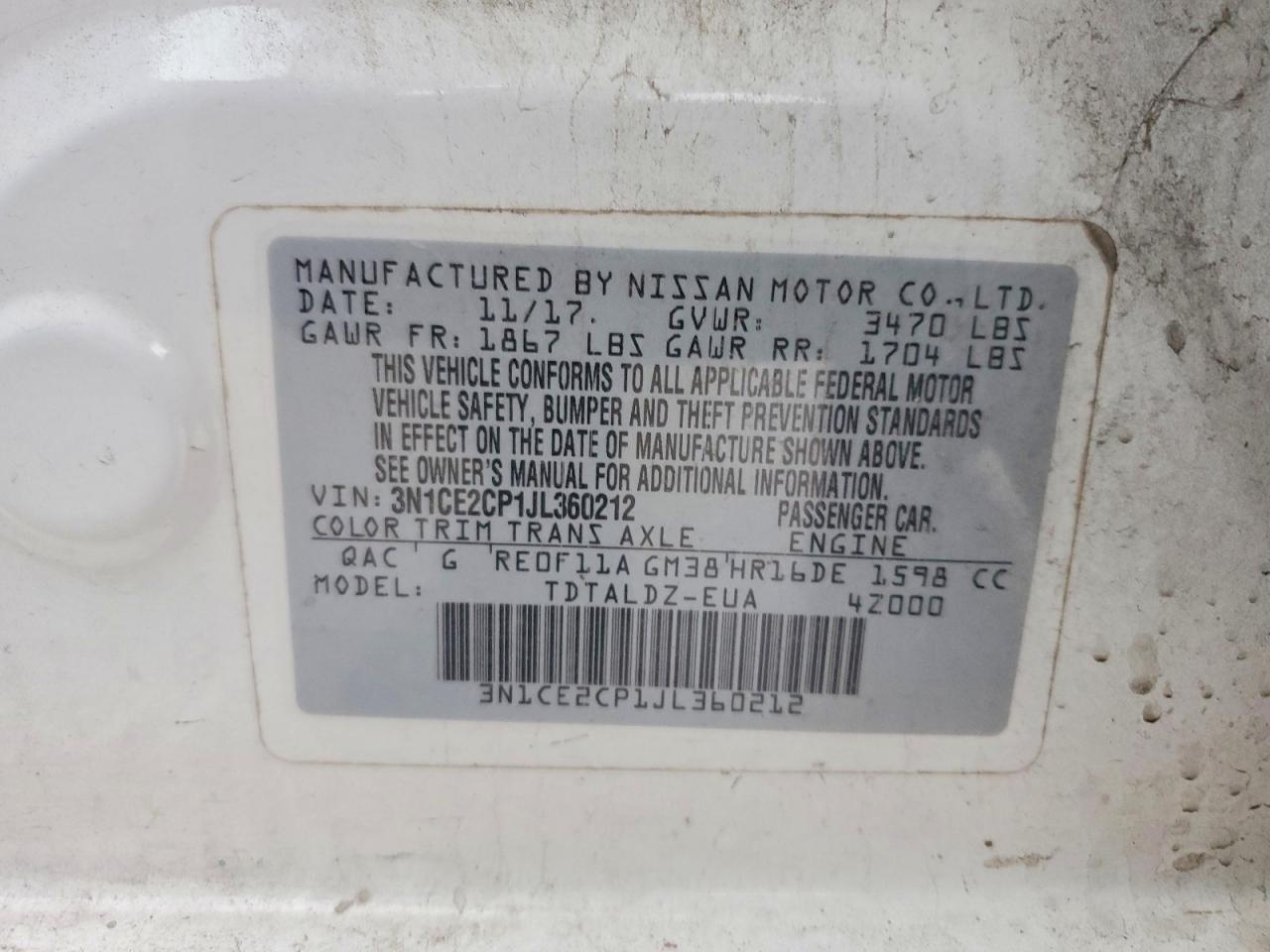 2018 Nissan Versa Note s