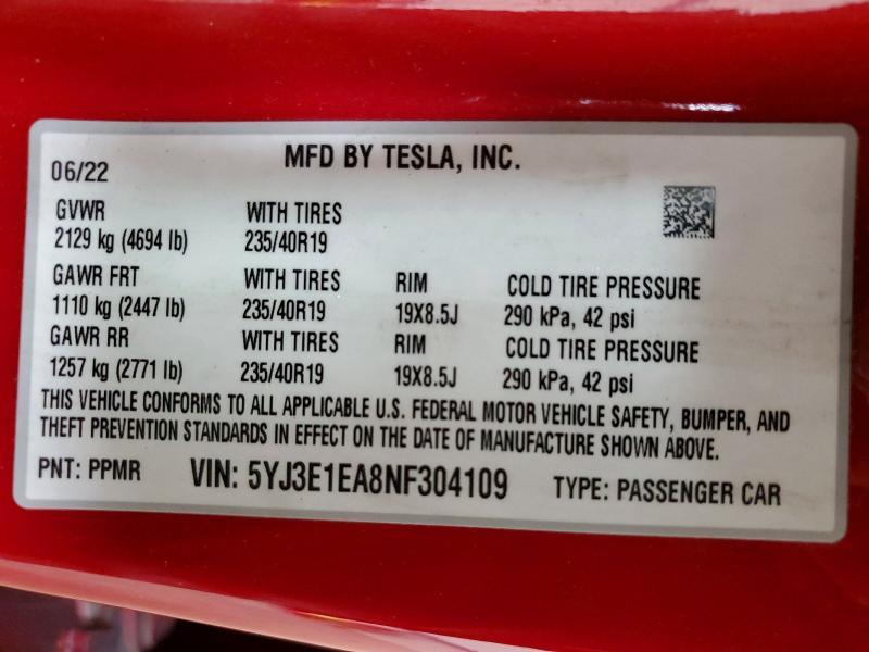 2022 Tesla Model 3