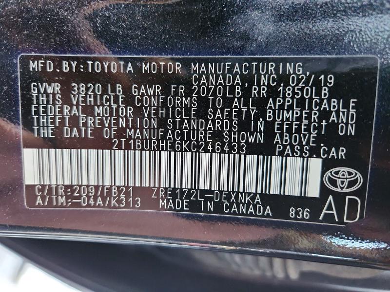 2019 Toyota Corolla l