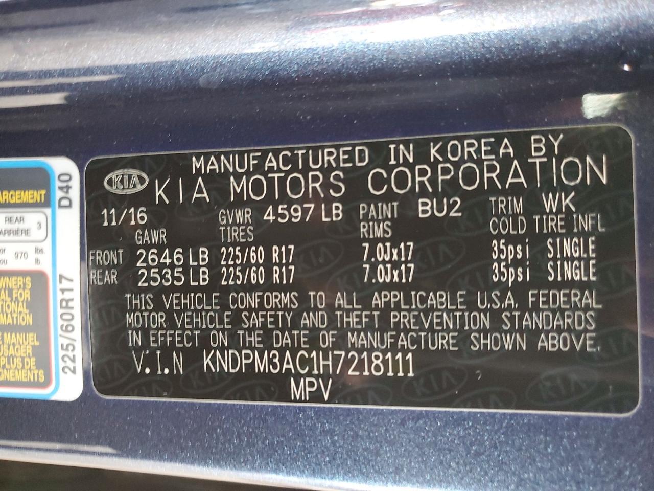 2017 KIA Sportage lx