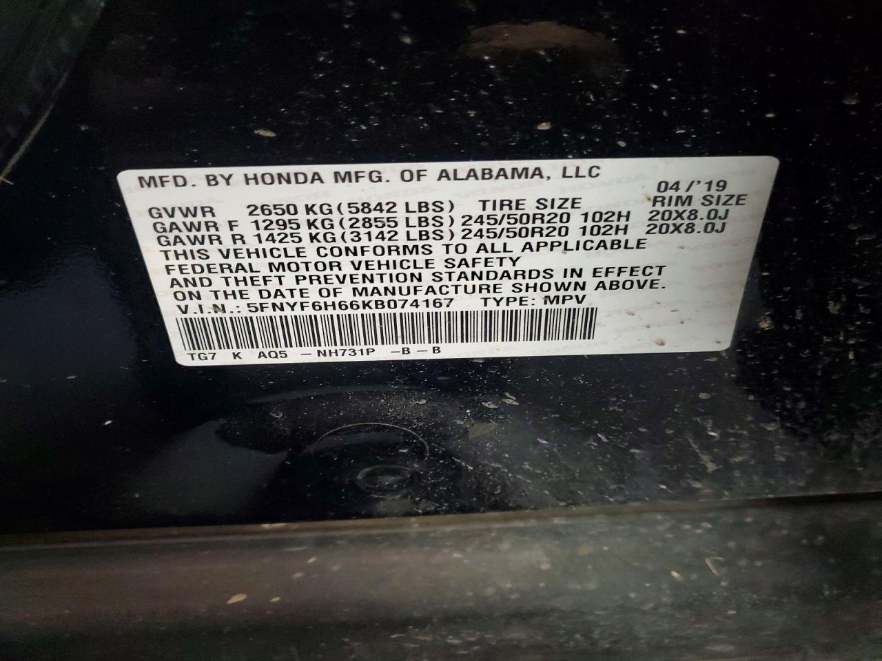 2019 Honda Pilot Touring