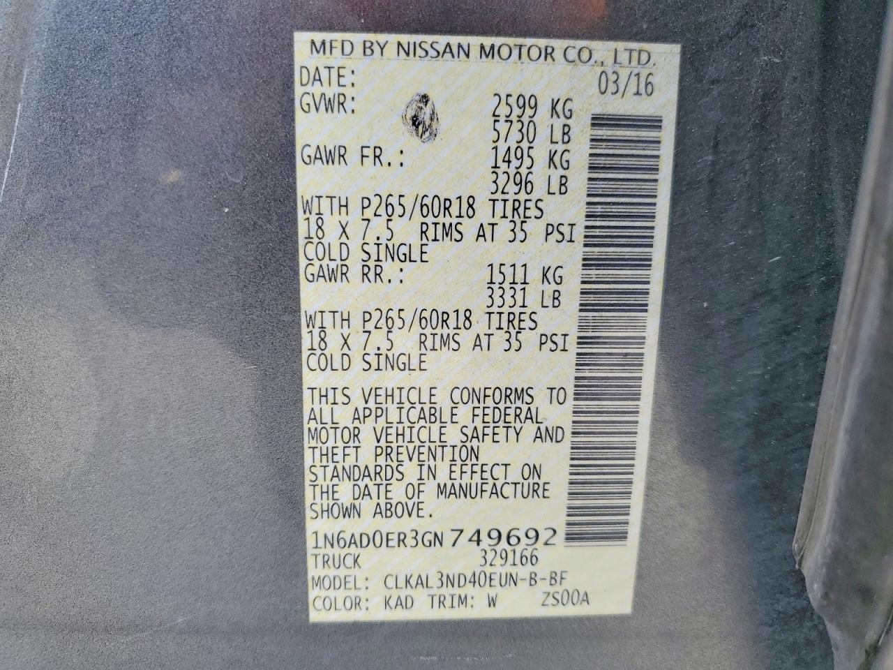 2016 Nissan Frontier SL