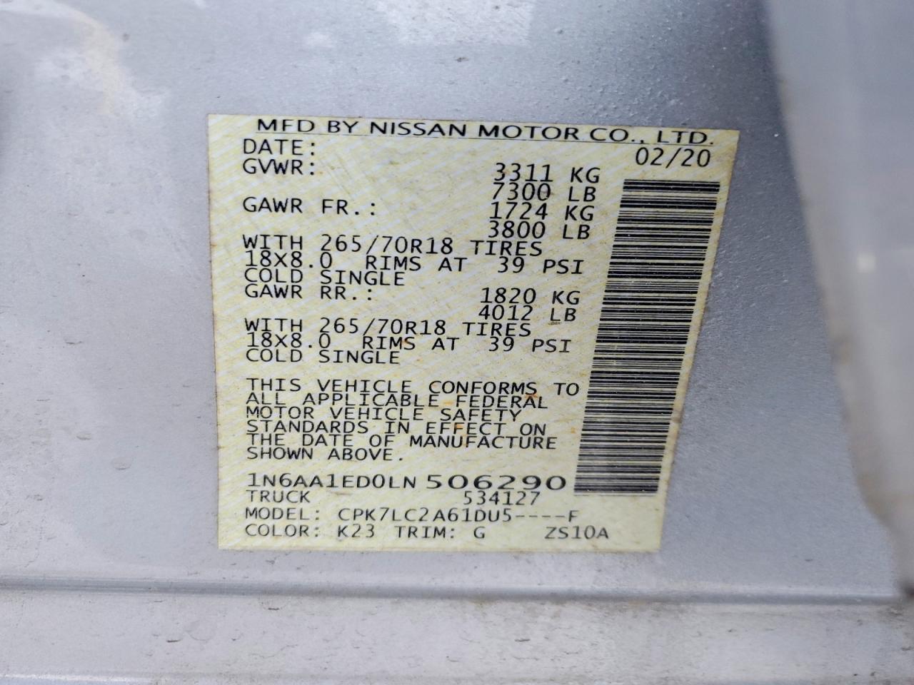 2020 Nissan Titan SV