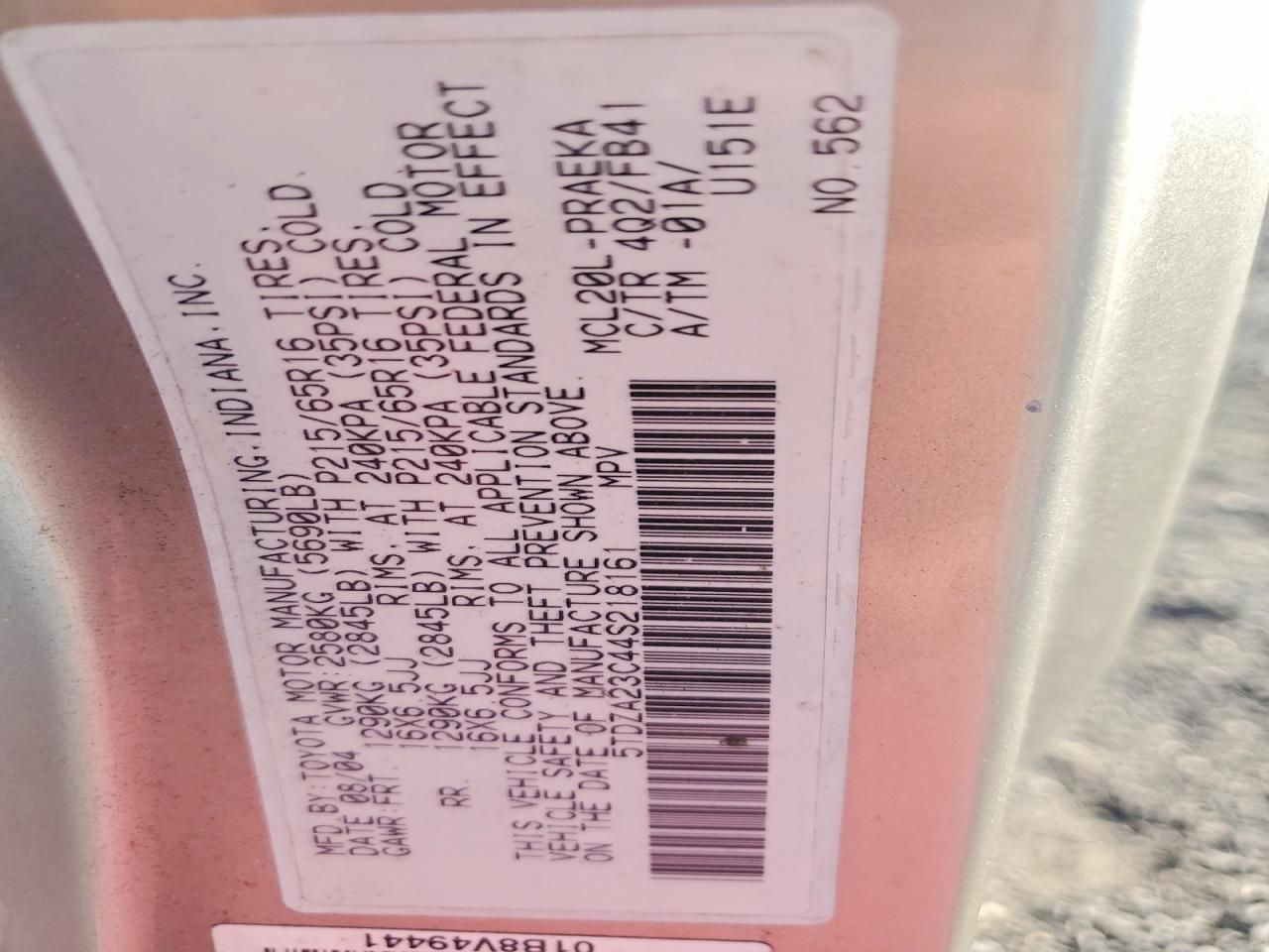 2004 Toyota Sienna ce