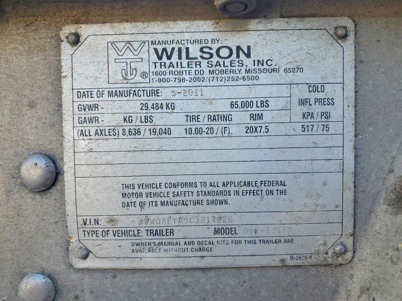 2012 Wilson Dwh-551pm Grain Trailer