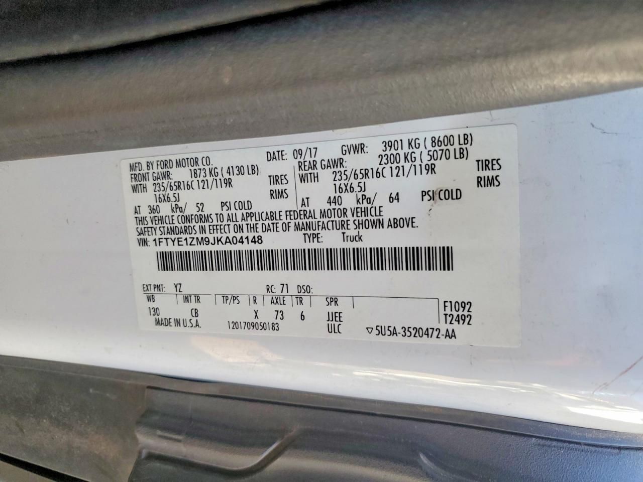 2018 Ford Transit 150 Utility / Service Van