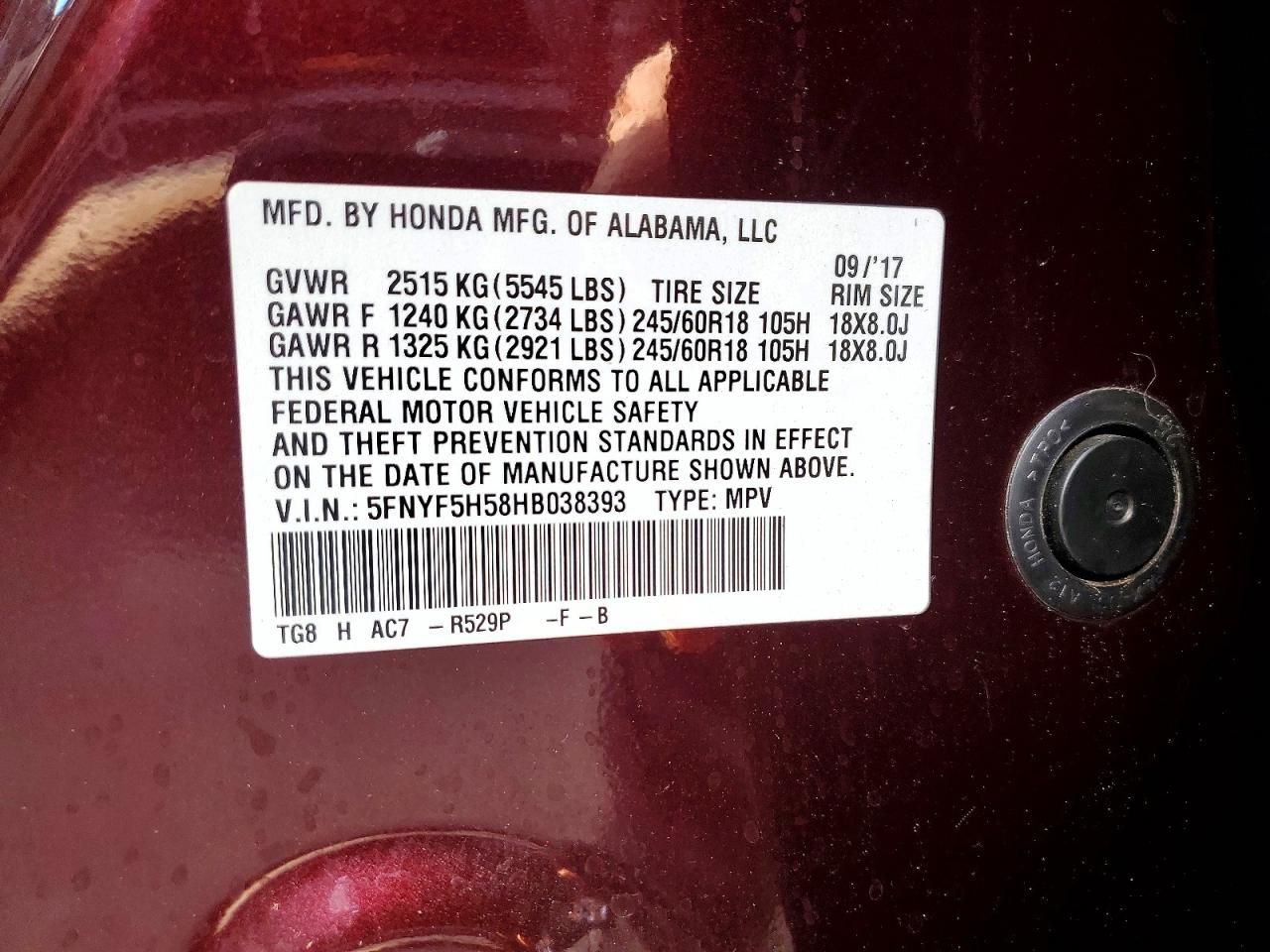 2017 Honda Pilot exl