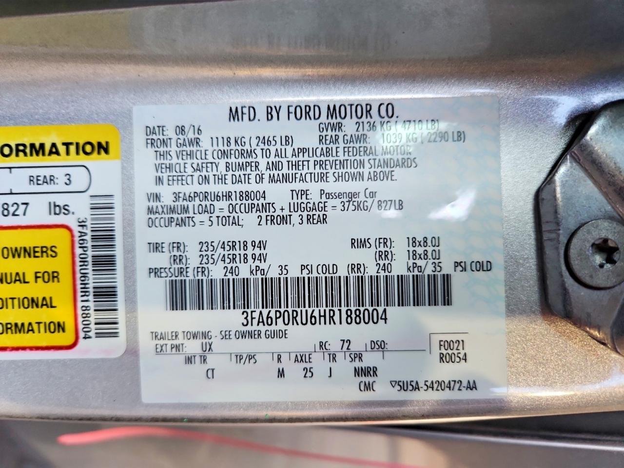 2017 Ford Fusion Titanium hev
