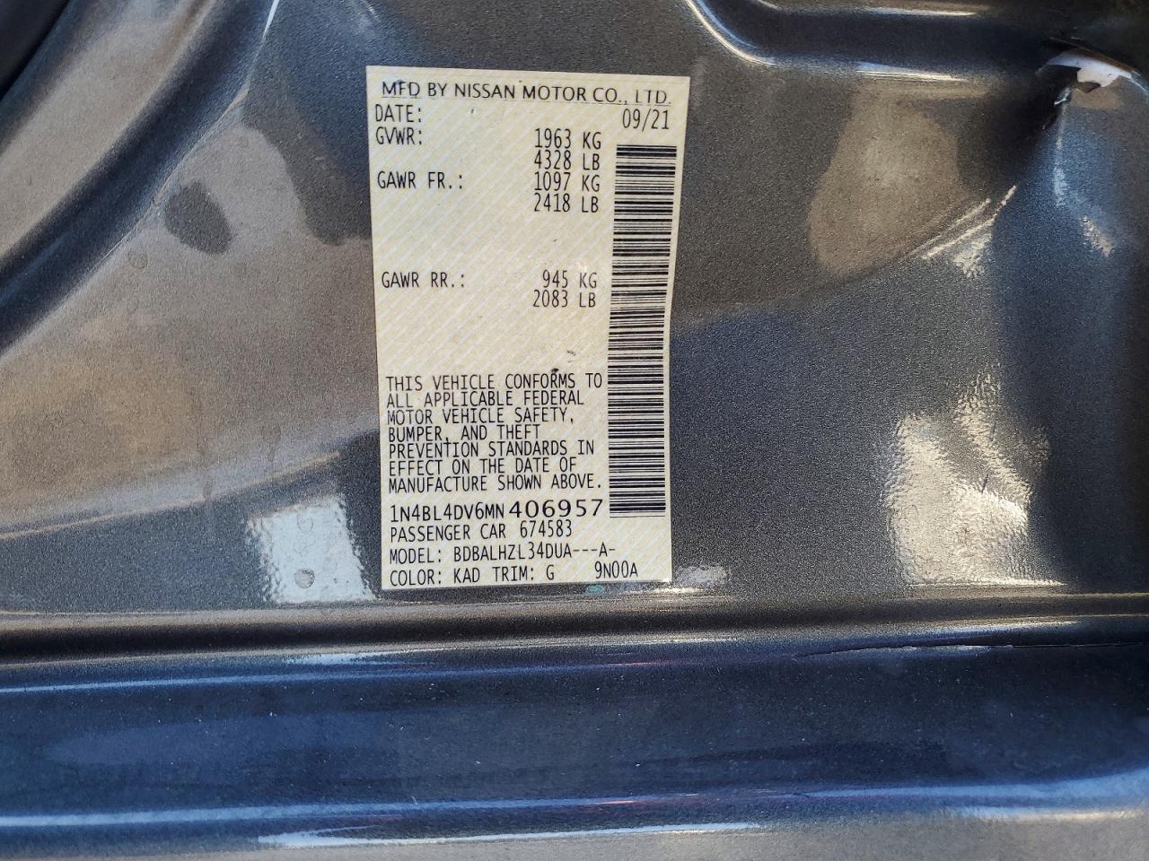 2021 Nissan Altima sv