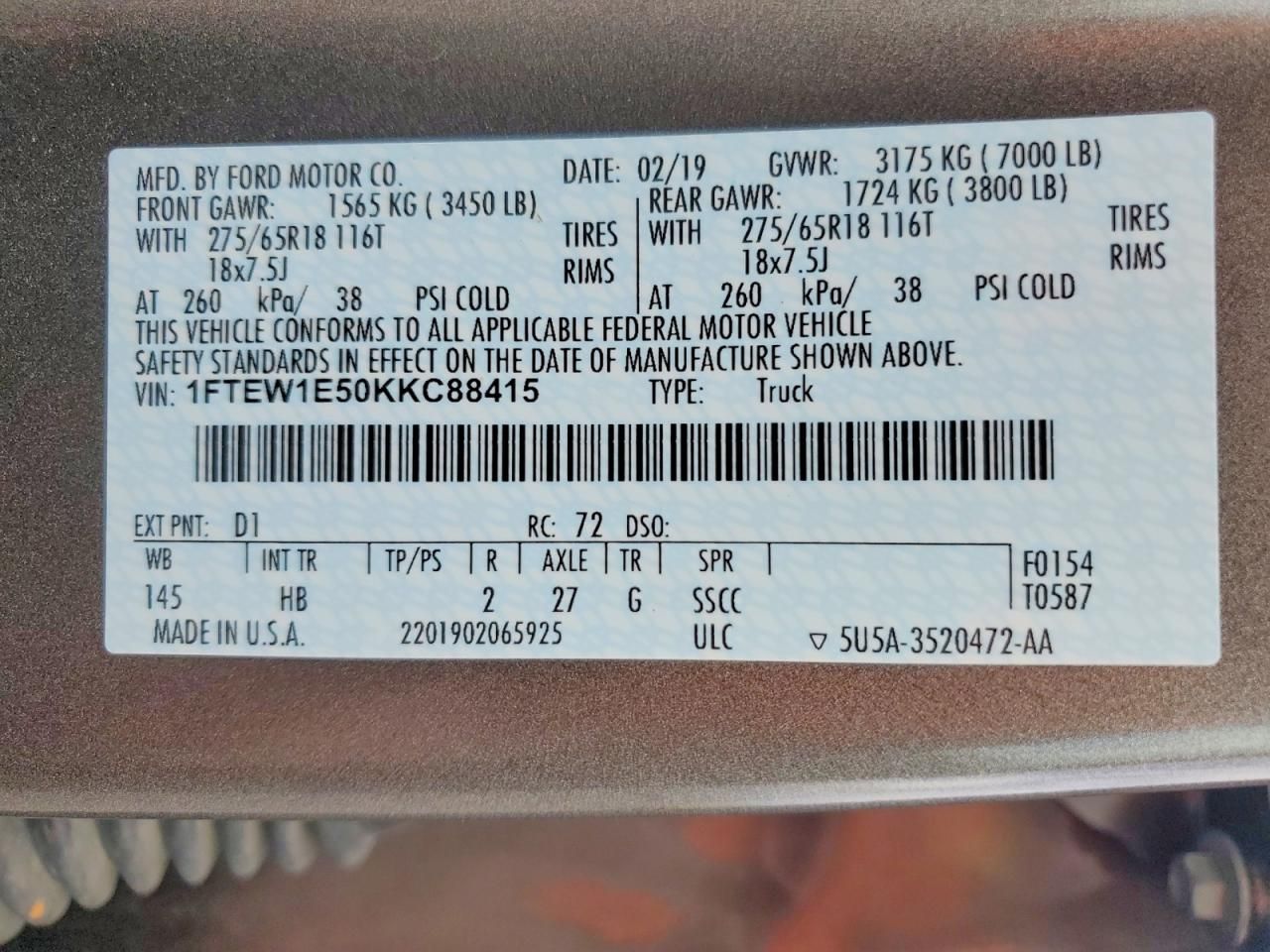 2019 Ford F150 Supercrew