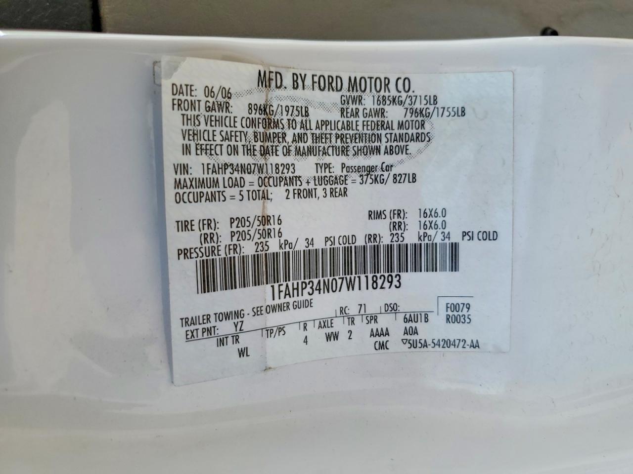 2007 Ford Focus ZX4