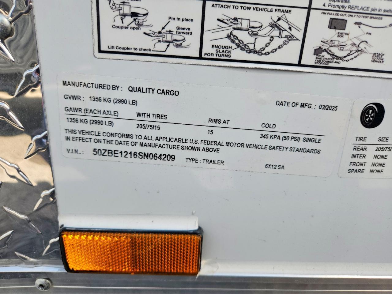2025 Quality Cargo 6X12SA Enclosed Cargo Trailer