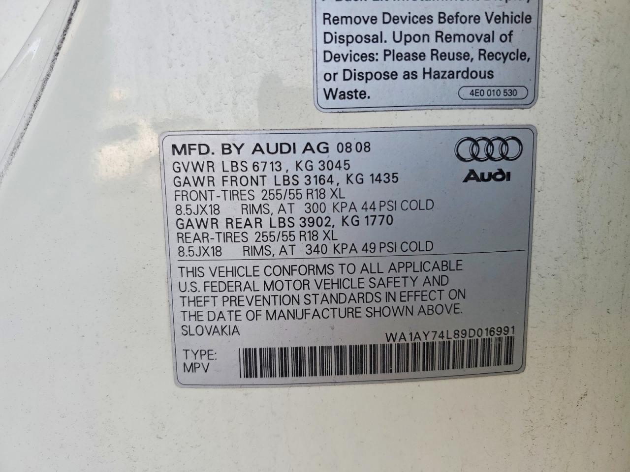 2009 Audi Q7 3.6 Quattro