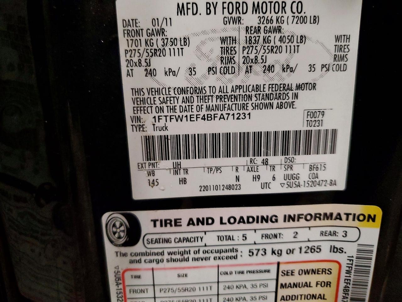 2011 Ford F150 Supercrew