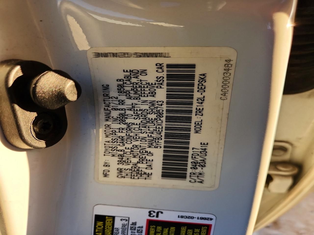 2012 Toyota Corolla Base