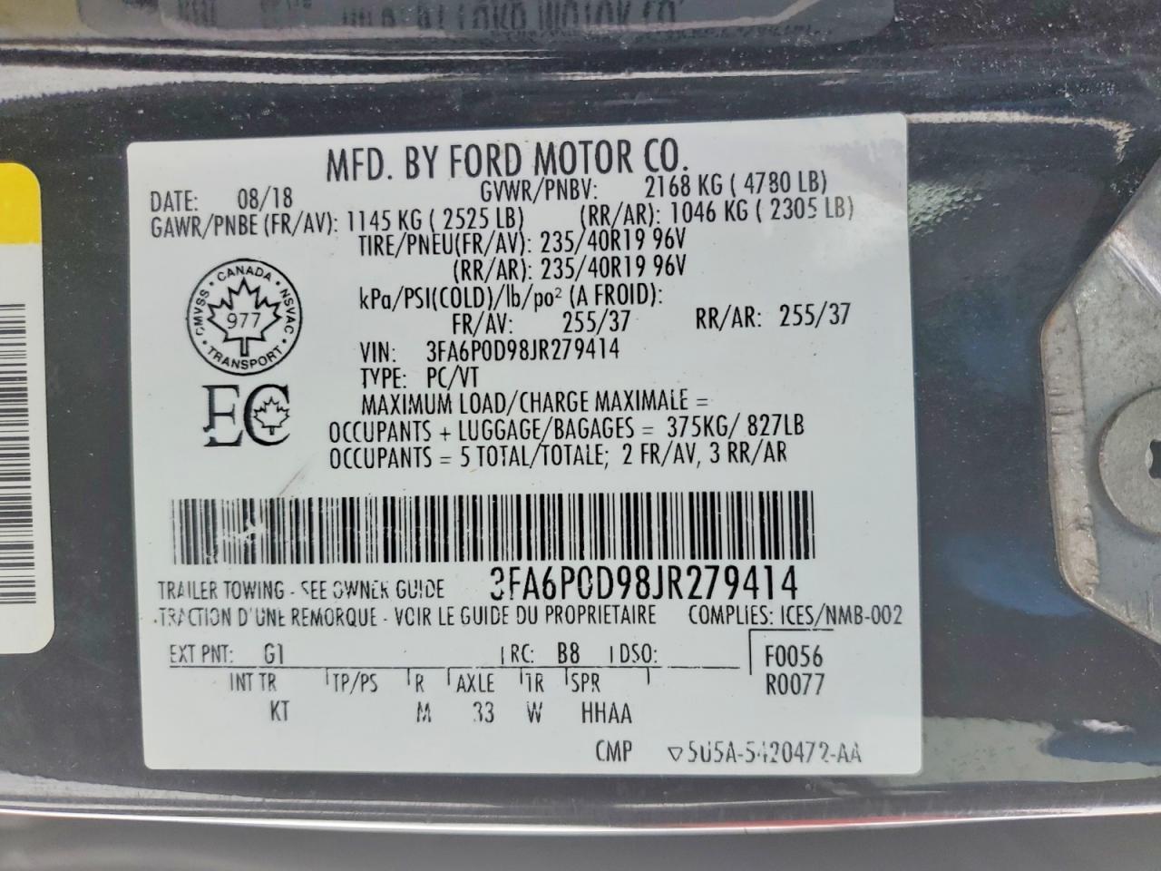 2018 Ford Fusion Titanium/platinum