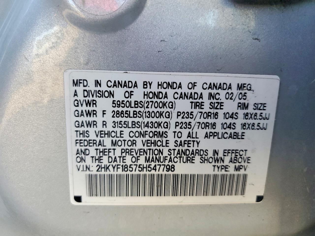 2005 Honda Pilot exl