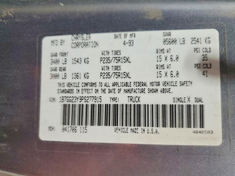 1993 Dodg Dakota Club PU 4X4