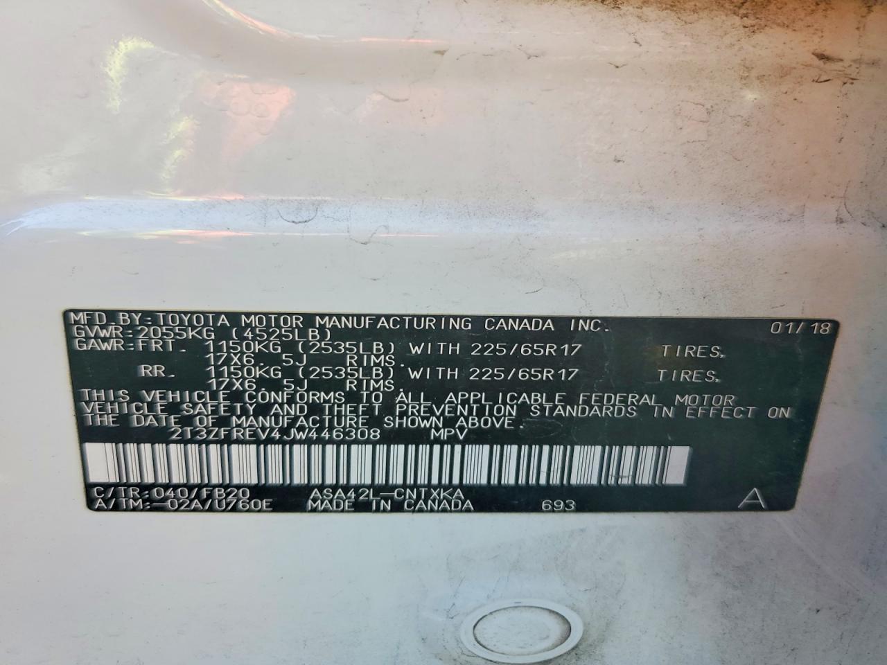 2018 Toyota Rav4 le